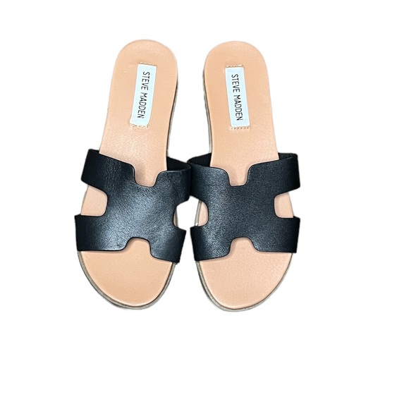 Womens Steve Madden Slip On Sandals Size 6 Black New - Picture 3 of 3
